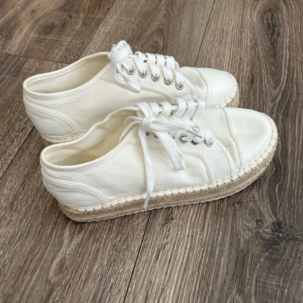 ASOS Design Size UK 6/US 8 White Espadrille Platform Lace Up Sneaker